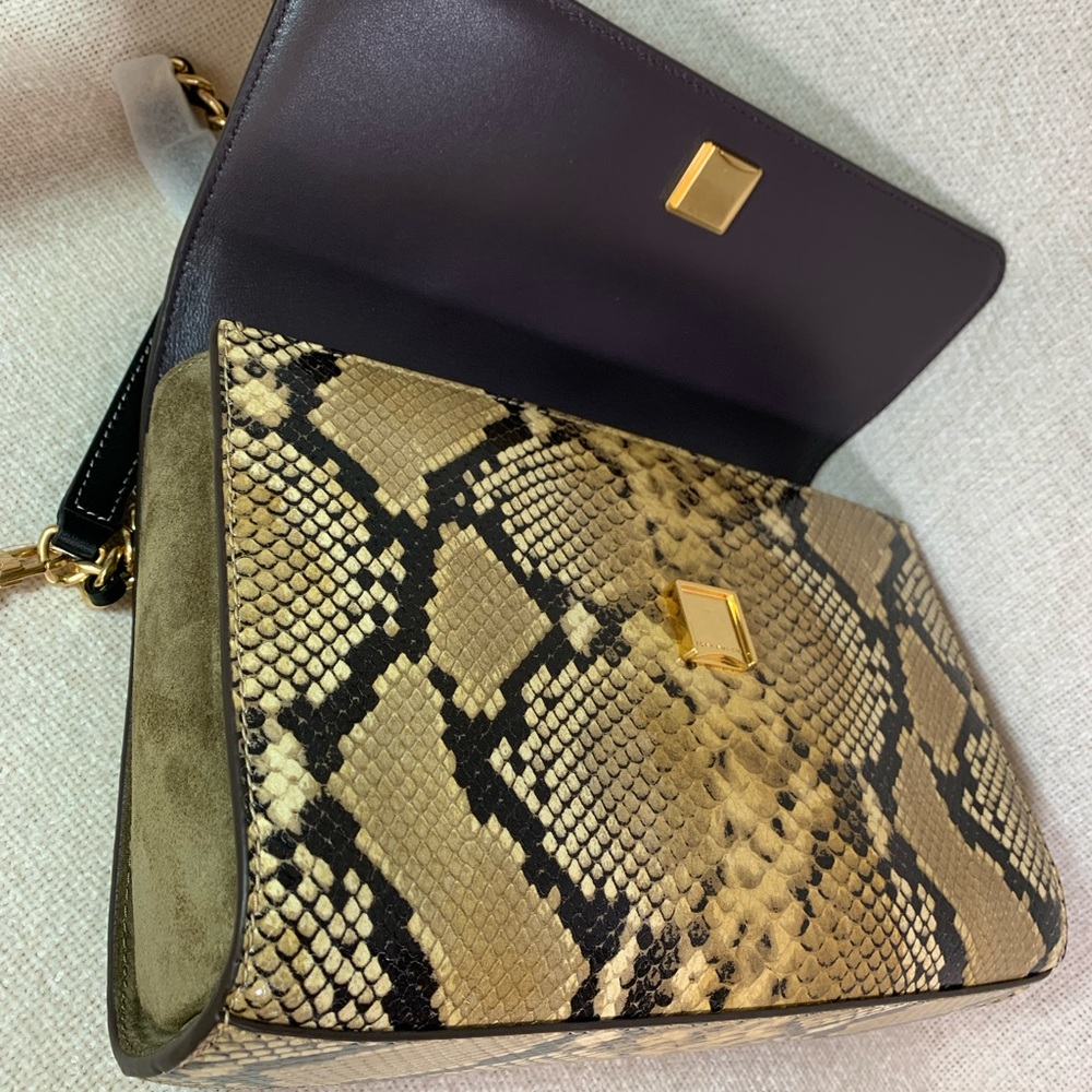 New Tory Burch Fleming Sand Python Embossed Leath… - image 7